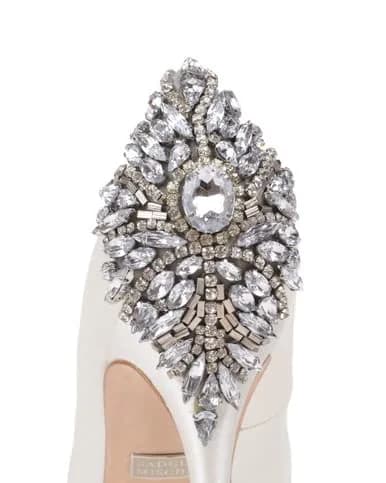 Badgley Mischka Kiara Platform Pump, White, 8.5 M US | Elegant open toe evening footwear thumbnail 10