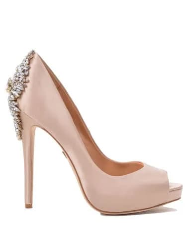 Badgley Mischka Kiara Platform Pump, White, 8.5 M US | Elegant open toe evening footwear thumbnail 14