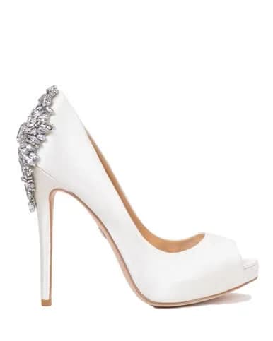 Badgley Mischka Kiara Platform Pump, White, 8.5 M US | Elegant open toe evening footwear thumbnail 6