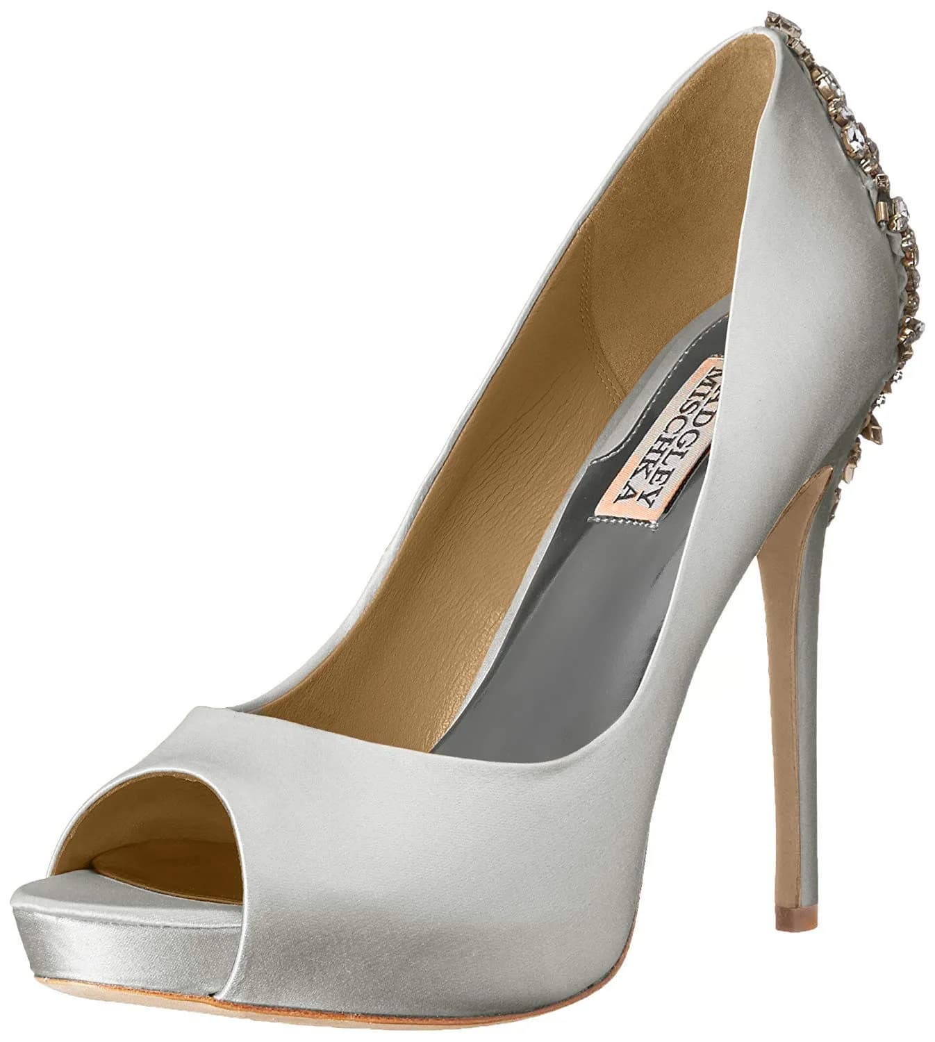 Badgley Mischka Kiara Platform Pump, White, Size 9 | Elegant Rhinestone Accents