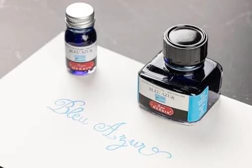 Jacques Herbin Azure Blue Fountain Pen Ink 10ml (0.34 fl oz) | Smooth Flow, Fast Drying thumbnail 4