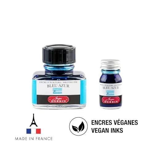 Jacques Herbin Azure Blue Fountain Pen Ink 10ml (0.34 fl oz) | Smooth Flow, Fast Drying thumbnail 5