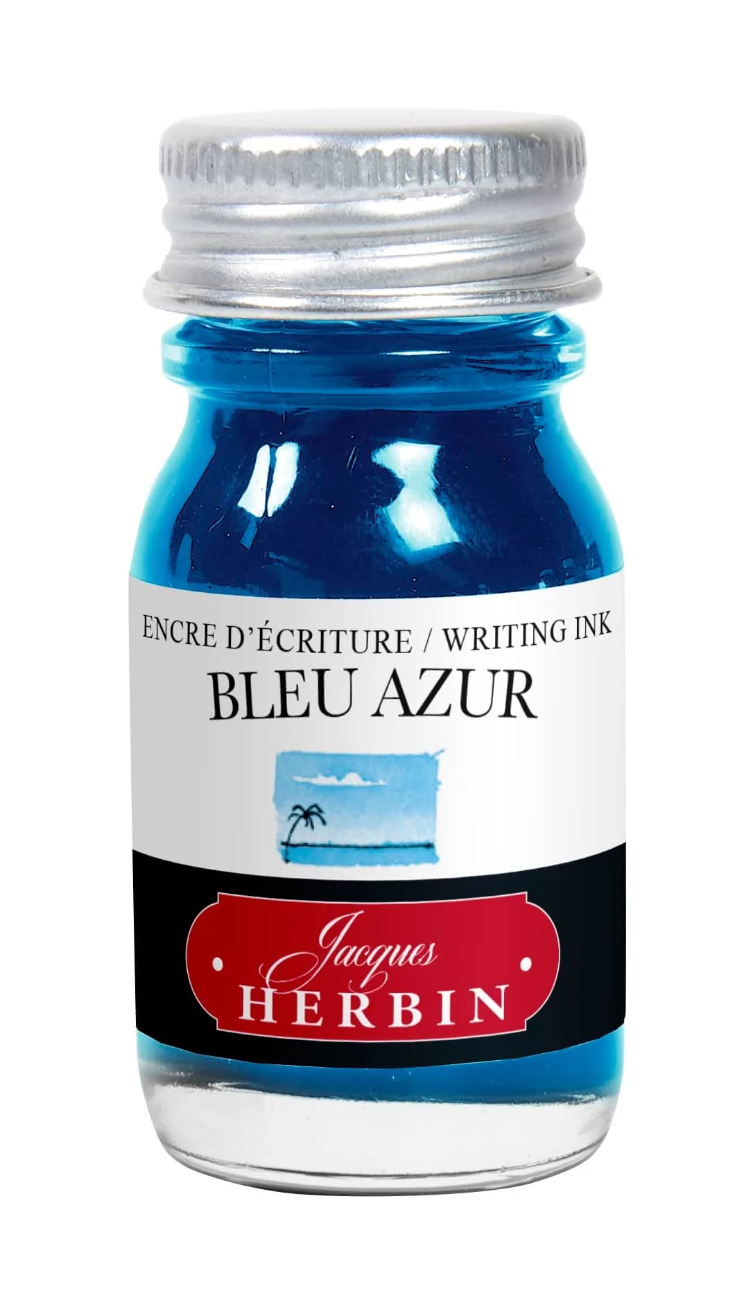Jacques Herbin Azure Blue Fountain Pen Ink 10ml (0.34 fl oz) | Smooth Flow, Fast Drying