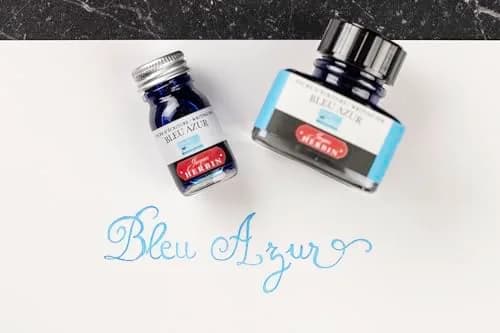 Jacques Herbin Azure Blue Fountain Pen Ink 10ml (0.34 fl oz) | Smooth Flow, Fast Drying thumbnail 8