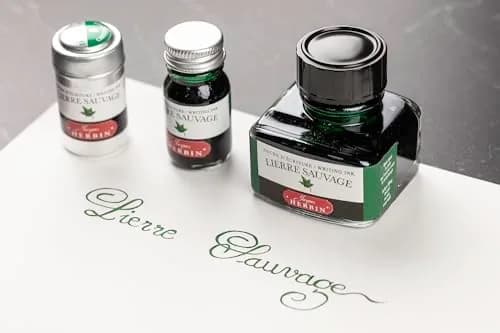 Jacques Herbin Fountain Pen Ink - Lierre Sauvage Green 10ml (0.3 fl oz) | Smooth Flow, Fast Drying thumbnail 4