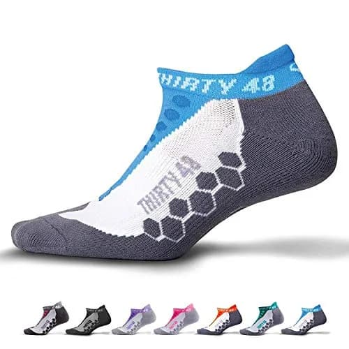 Thirty48 Running Socks for Men and Women | Coolmax Fabric Keeps Feet Cool & Dry (Small, Blue/Gray, Low Cut) thumbnail 1
