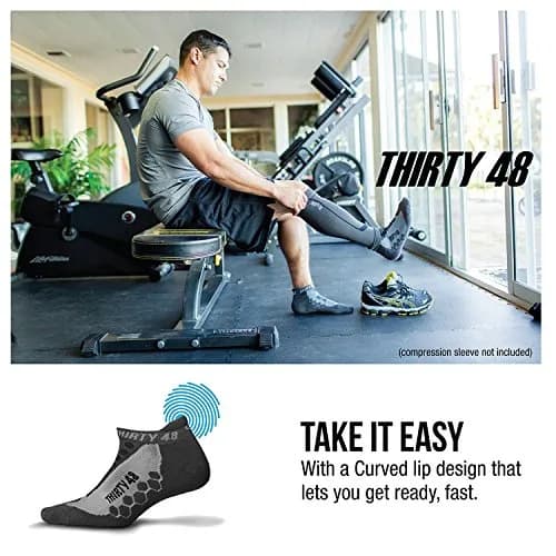Thirty48 Running Socks for Men and Women | Coolmax Fabric Keeps Feet Cool & Dry (Small, Blue/Gray, Low Cut) thumbnail 6