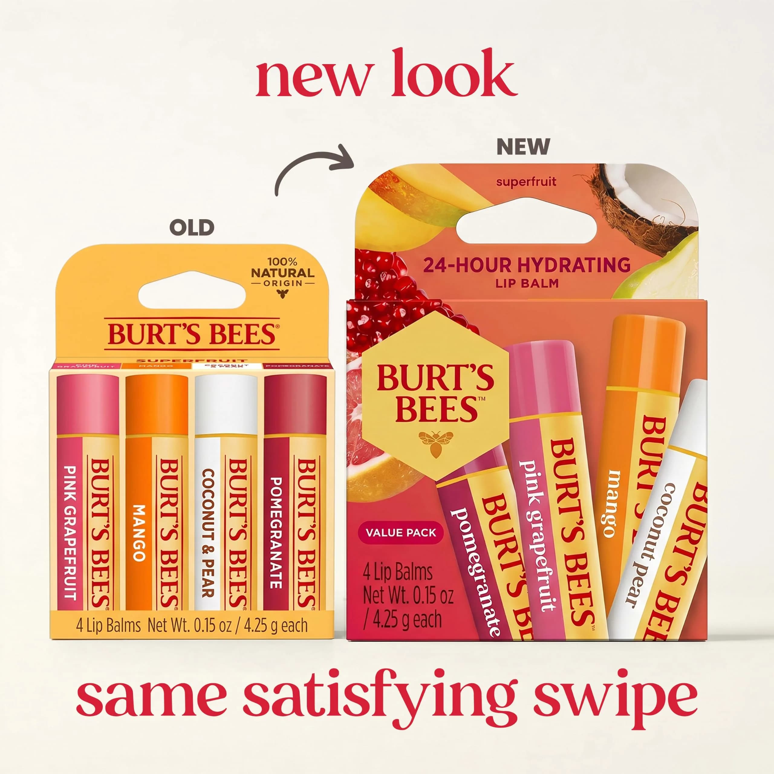 Burt's Bees Natural Moisturizing Lip Balm 4 Count (0.6 oz / 17g) | Hydrates & Softens Dry Lips - view 2