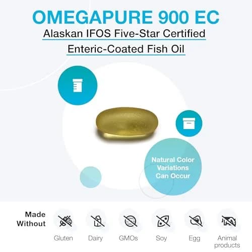 XYMOGEN OmegaPure 900 EC 90 Softgels | EPA DHA Omega-3 for Heart & Brain Support thumbnail 3