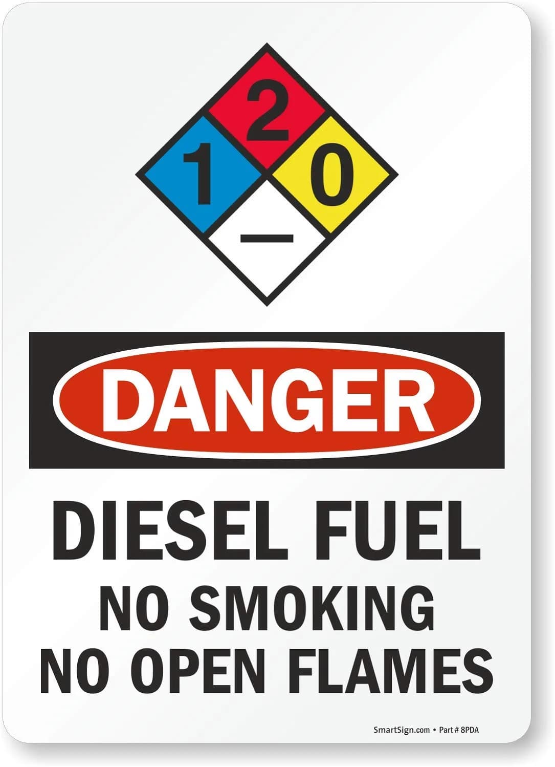 SmartSign Danger Diesel Fuel No Smoking No Open Flames NFPA Label 14" x 10" Laminated Vinyl - main product image