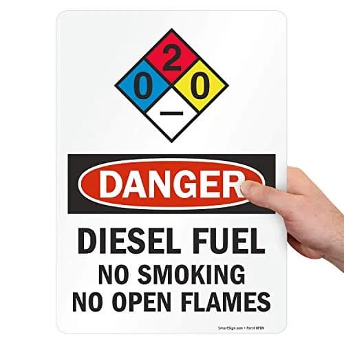 SmartSign Danger Diesel Fuel No Smoking No Open Flames NFPA Label 35cm x 25cm | Safety Warning Sign for Industrial Use thumbnail 1