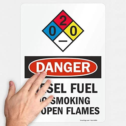 SmartSign Danger Diesel Fuel No Smoking No Open Flames NFPA Label 35cm x 25cm | Safety Warning Sign for Industrial Use thumbnail 3