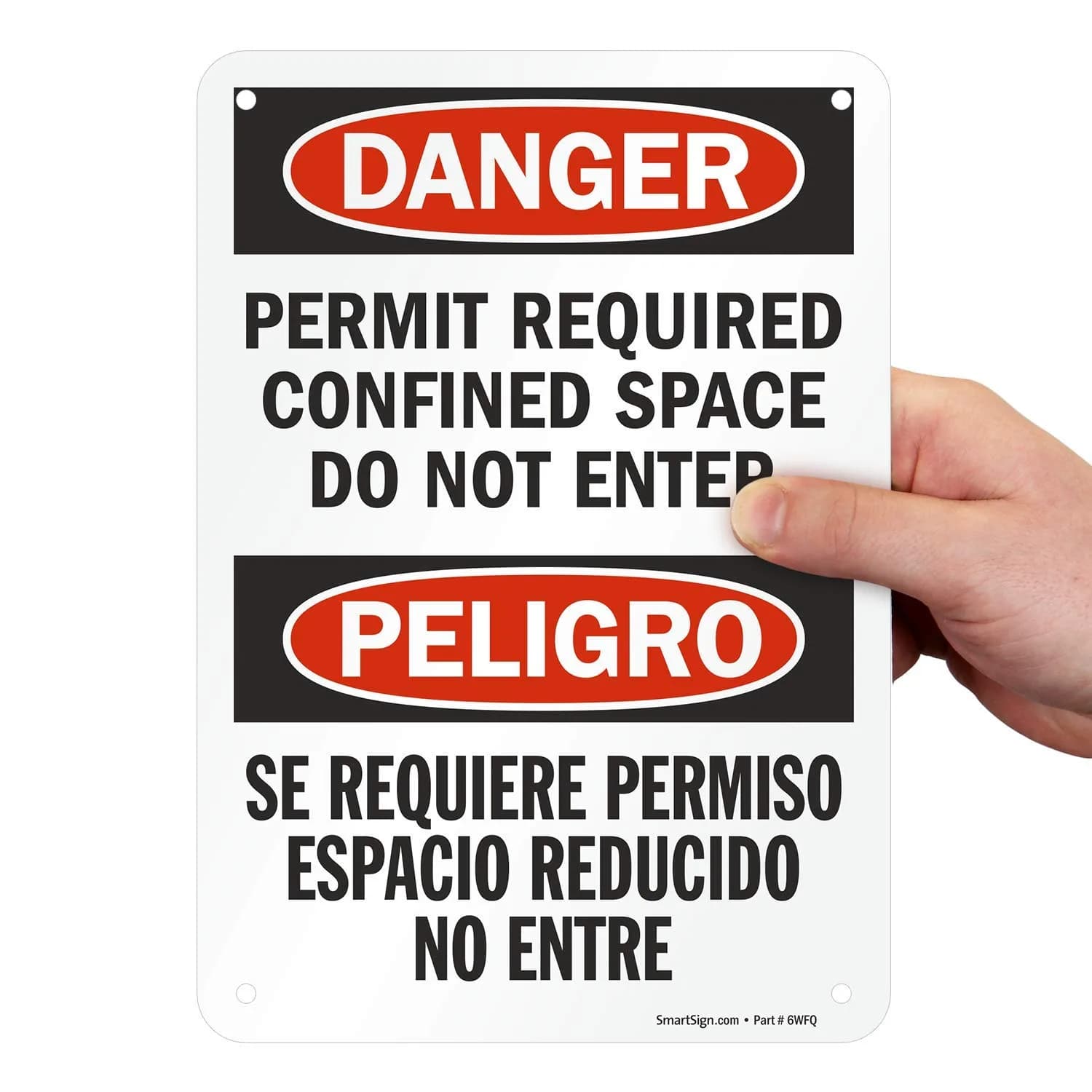 SmartSign Danger - Permit Required Confined Space Sign | Aluminum 7" x 10" OSHA Compliant - main product image