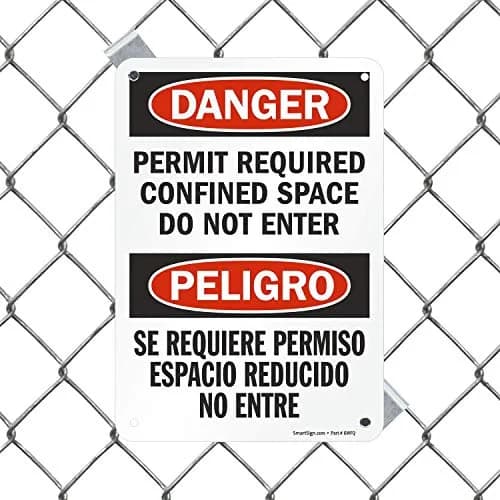 SmartSign Danger - Permit Required Confined Space Sign | Aluminum 7" x 10" OSHA Compliant thumbnail 2