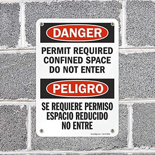 SmartSign Danger - Permit Required Confined Space Sign | Aluminum 7" x 10" OSHA Compliant thumbnail 3