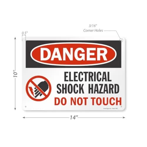 SmartSign Danger - Electrical Shock Hazard Sign | 10" x 14" Aluminum, Durable & Weatherproof thumbnail 2