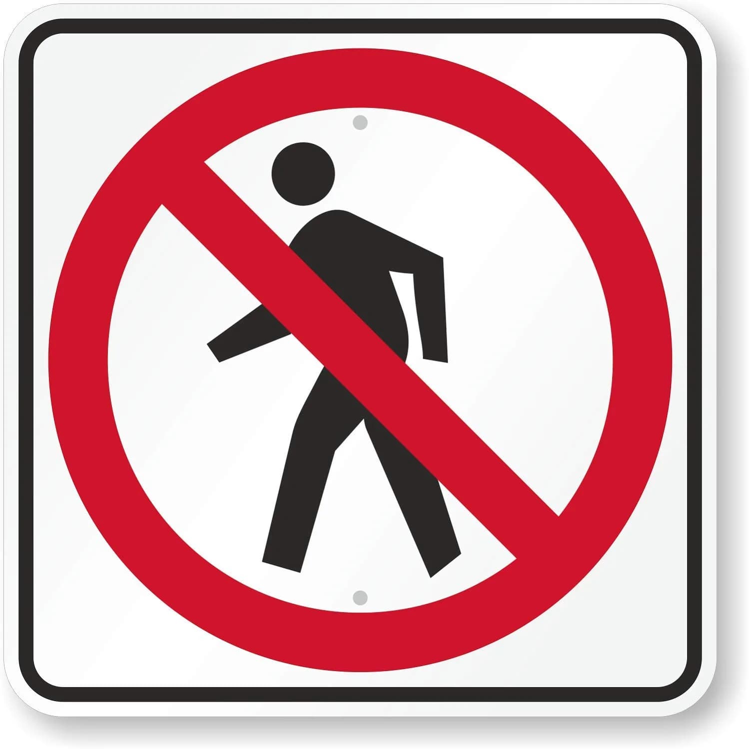 SmartSign No Pedestrian Crossing MUTCD Sign 18" x 18" Aluminum Reflective — Black/Red on White
