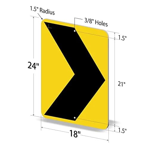 SmartSign Chevron Alignment - Right MUTCD Sign 18" x 24" Aluminum | MUTCD Compliant Reflective Sign thumbnail 5
