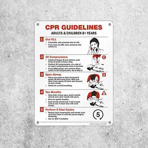 SmartSign CPR Guidelines - Adults & Children 8+ Years Sign | 18" x 24" Aluminum thumbnail 5