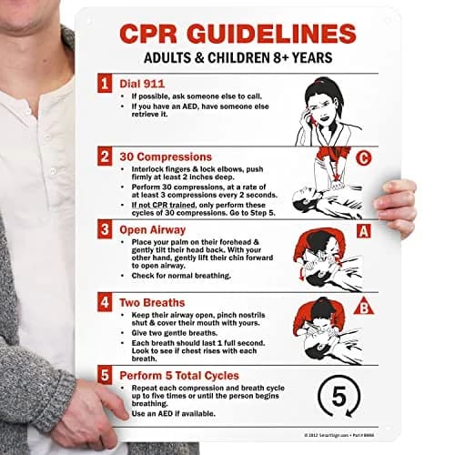 SmartSign CPR Guidelines - Adults & Children 8+ Years Sign | 18" x 24" Aluminum thumbnail 6