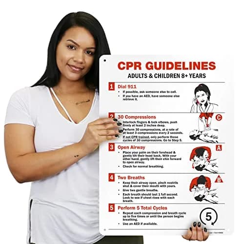 SmartSign CPR Guidelines - Adults & Children 8+ Years Sign | 18" x 24" Aluminum thumbnail 2