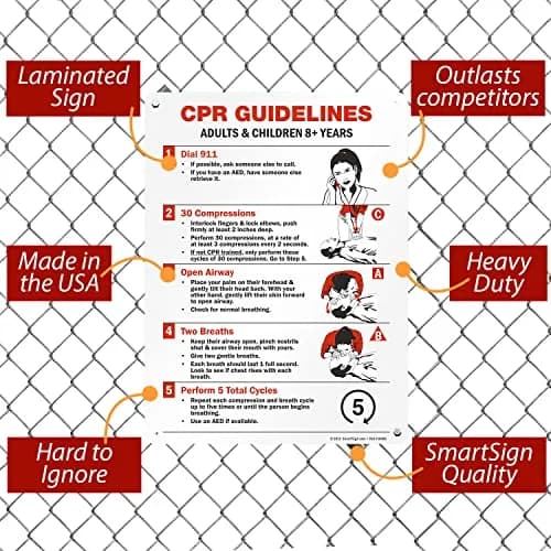 SmartSign CPR Guidelines - Adults & Children 8+ Years Sign | 18" x 24" Aluminum thumbnail 4