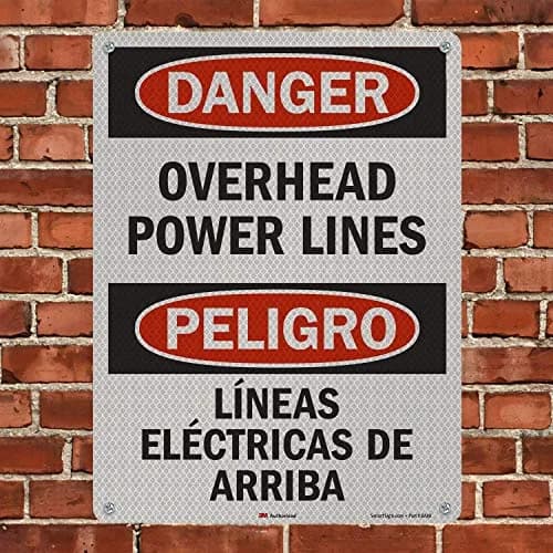SmartSign Danger - Overhead Power Lines Sign | 18" x 24" Reflective Aluminum thumbnail 4