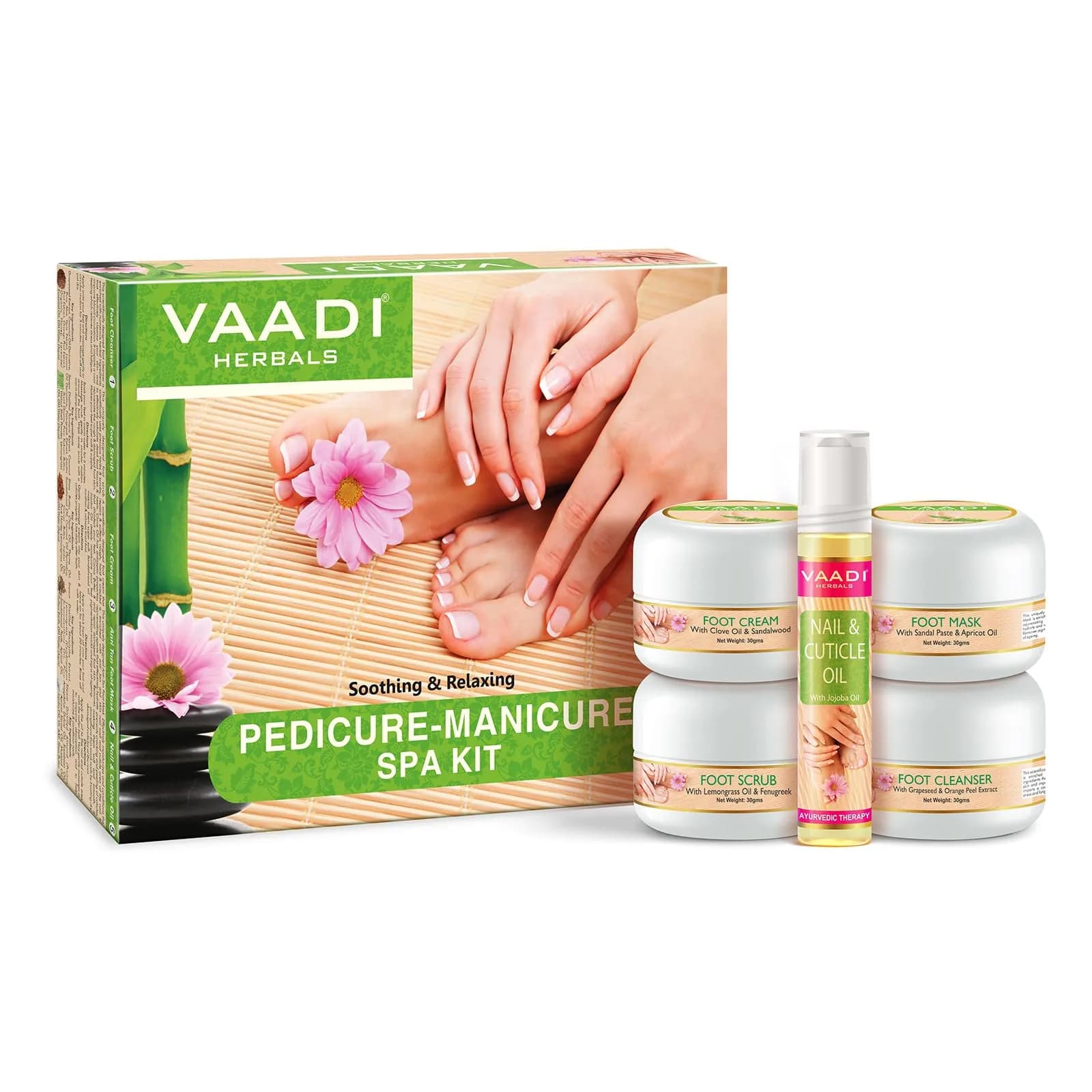 Vaadi Herbals Pedicure Manicure Spa Kit 135g (4.8 oz) | Herbal Foot Care for Dry Skin — 2.4 Ounce