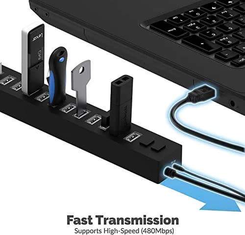 SABRENT 13-Port USB 2.0 Data Hub, Powered, 2 Switches | 13 Ports, High-Speed Data, Daisy-Chain Expandability thumbnail 5