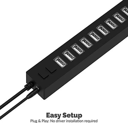 SABRENT 13-Port USB 2.0 Data Hub, Powered, 2 Switches | 13 Ports, High-Speed Data, Daisy-Chain Expandability thumbnail 3