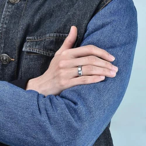 King Will Silver Tungsten Wedding Band 6mm (0.24 inches) | Modern Men's Ring for Engagement & Anniversary thumbnail 5