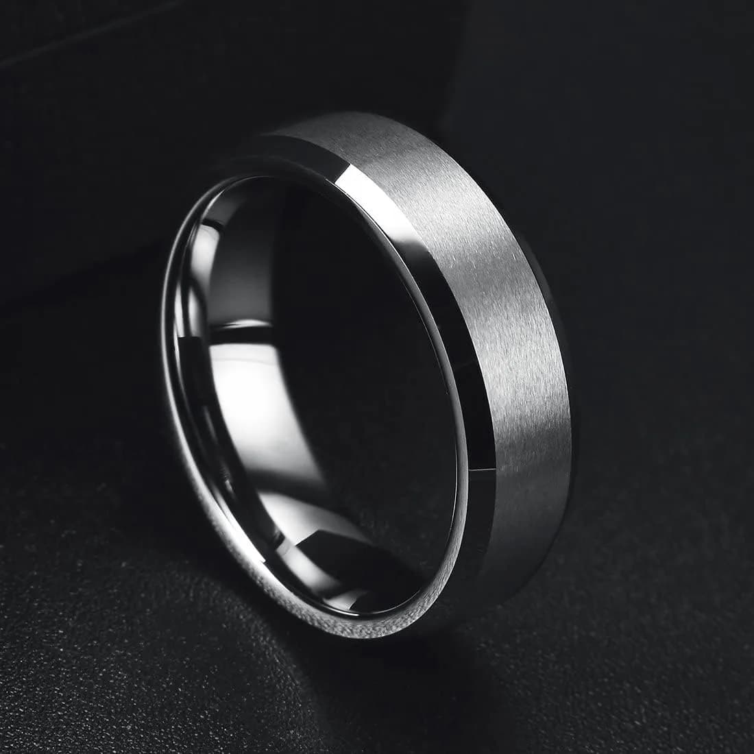 King Will Silver Men's Tungsten Wedding Band 6mm (Size 7) | Modern Style, Brushed Finish - view 3