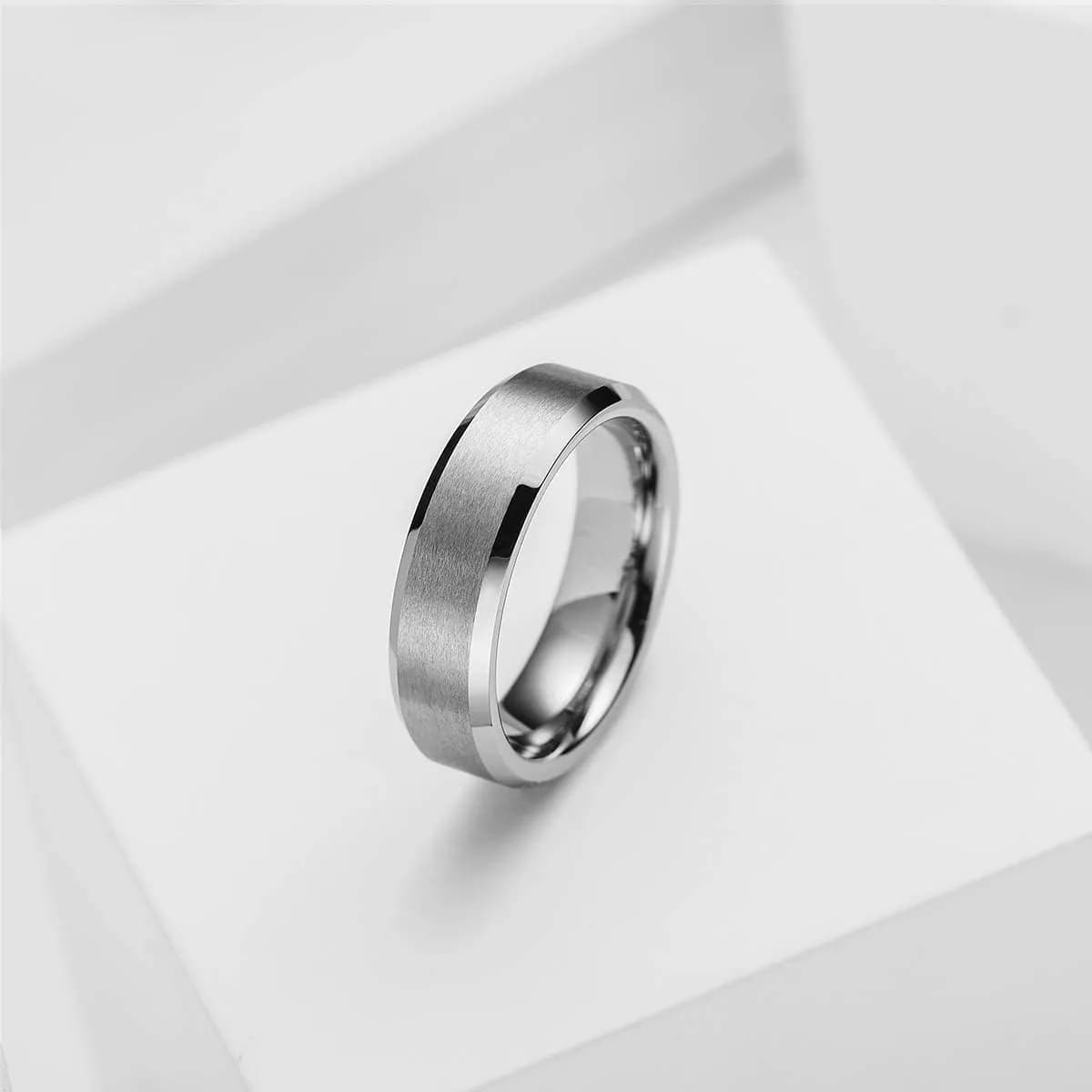 King Will Silver Tungsten Wedding Band 6mm (Size 7.5) | Modern Style, Engagement & Anniversary - view 2