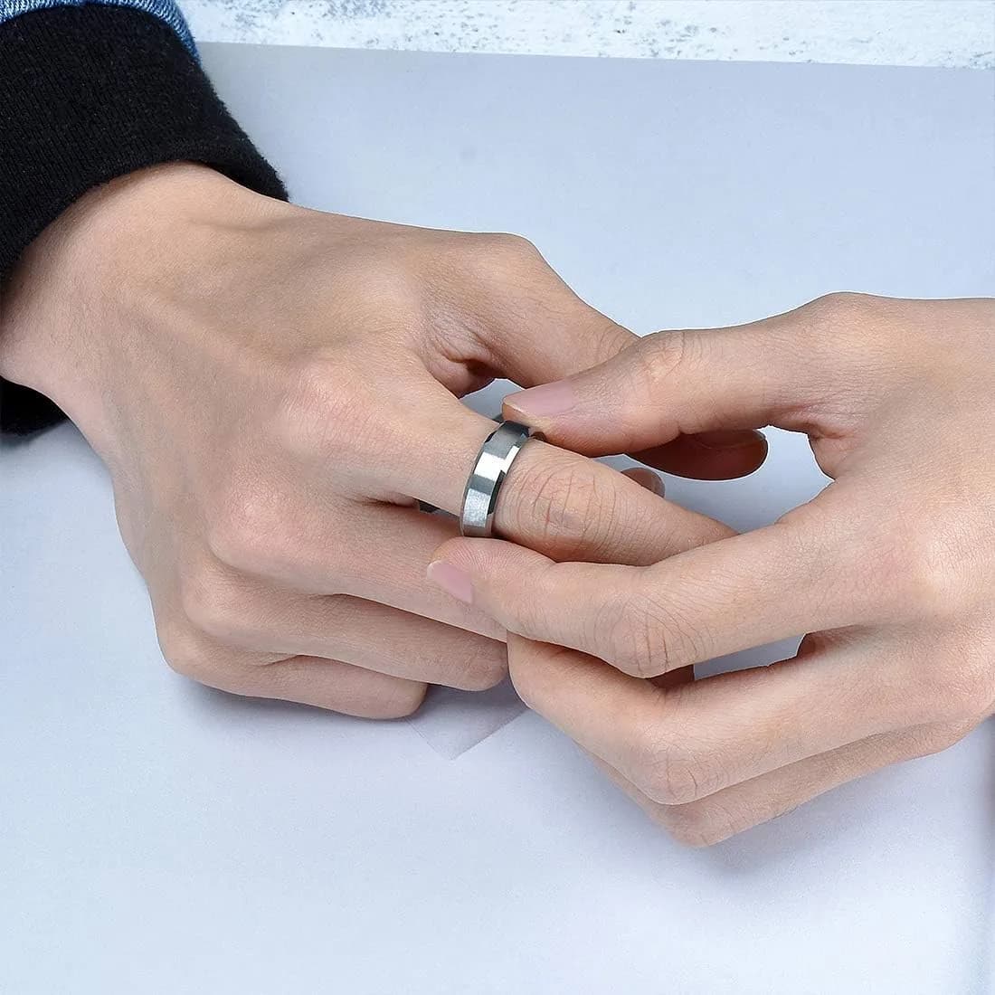 King Will Silver Tungsten Wedding Band 6mm (Size 7.5) | Modern Style, Engagement & Anniversary - view 4
