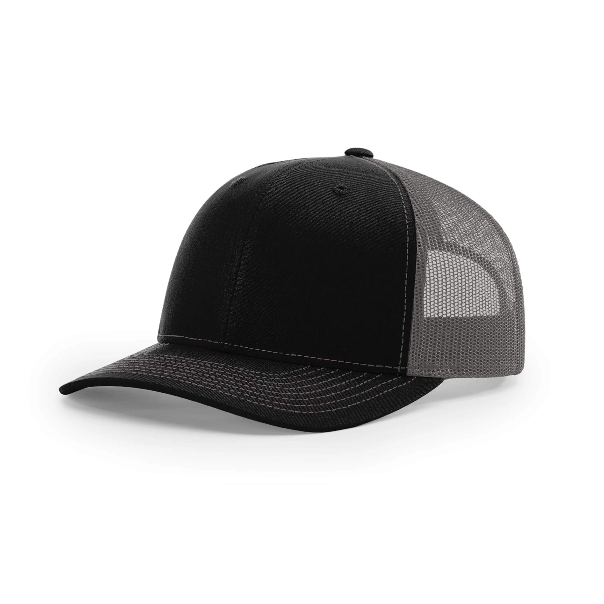 R RICHARDSON Trucker Cap White | Adjustable Mesh Baseball Hat for Men — Black/Charcoal