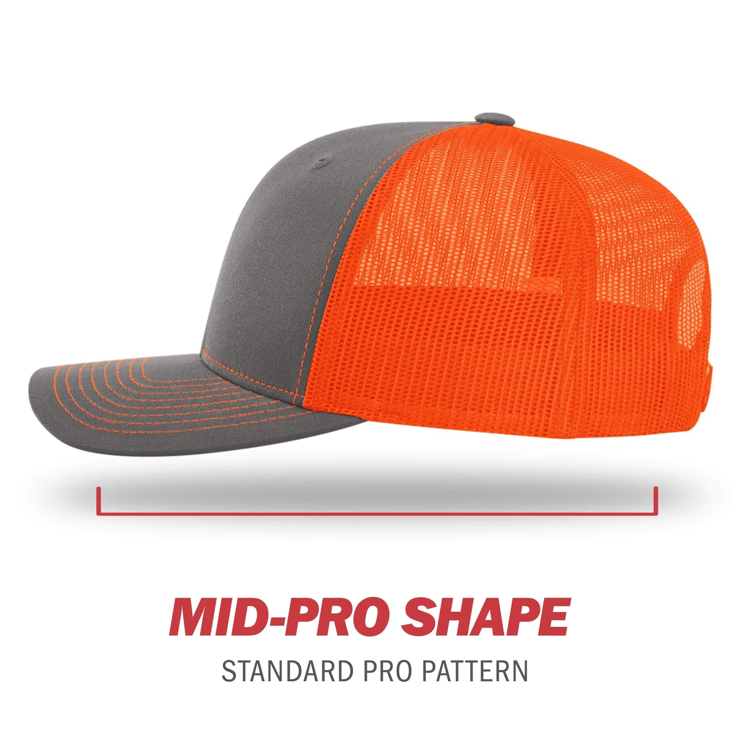 Richardson Unisex 112 Trucker Snapback Cap, Split Charcoal/Neon Orange, One Size | Breathable Mesh Backing - view 3