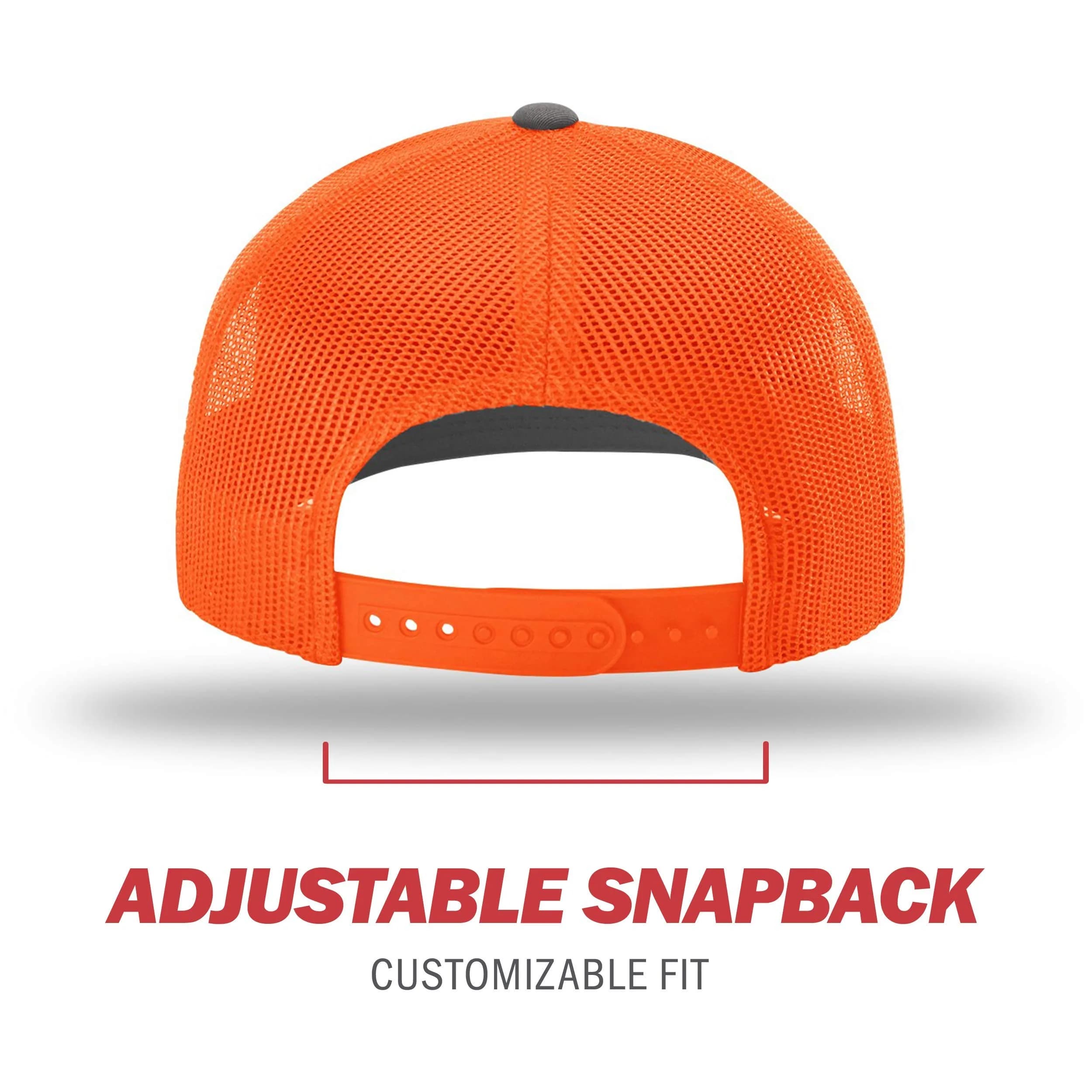 Richardson Unisex 112 Trucker Snapback Cap, Split Charcoal/Neon Orange, One Size | Breathable Mesh Backing - view 4