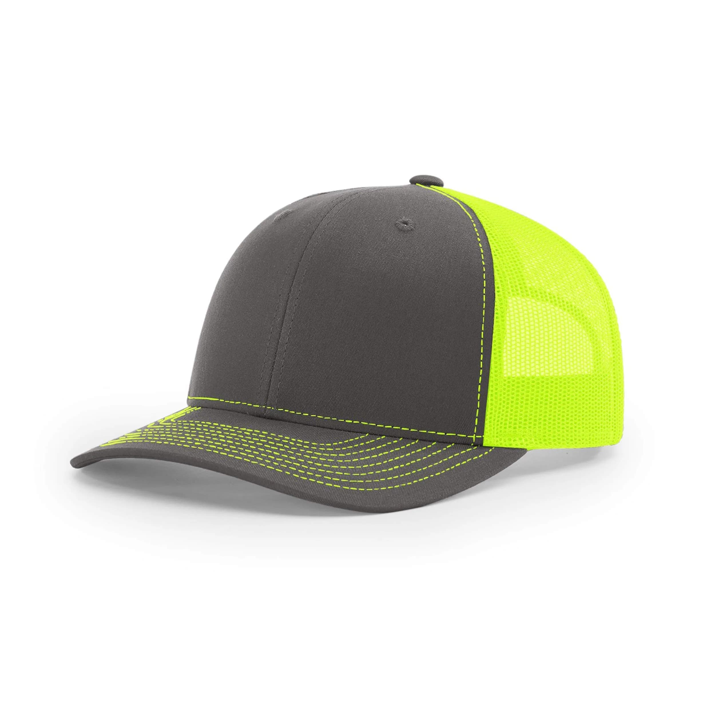 Richardson 112 Split Charcoal/Neon Yellow Trucker Baseball Cap - One Size - main product image