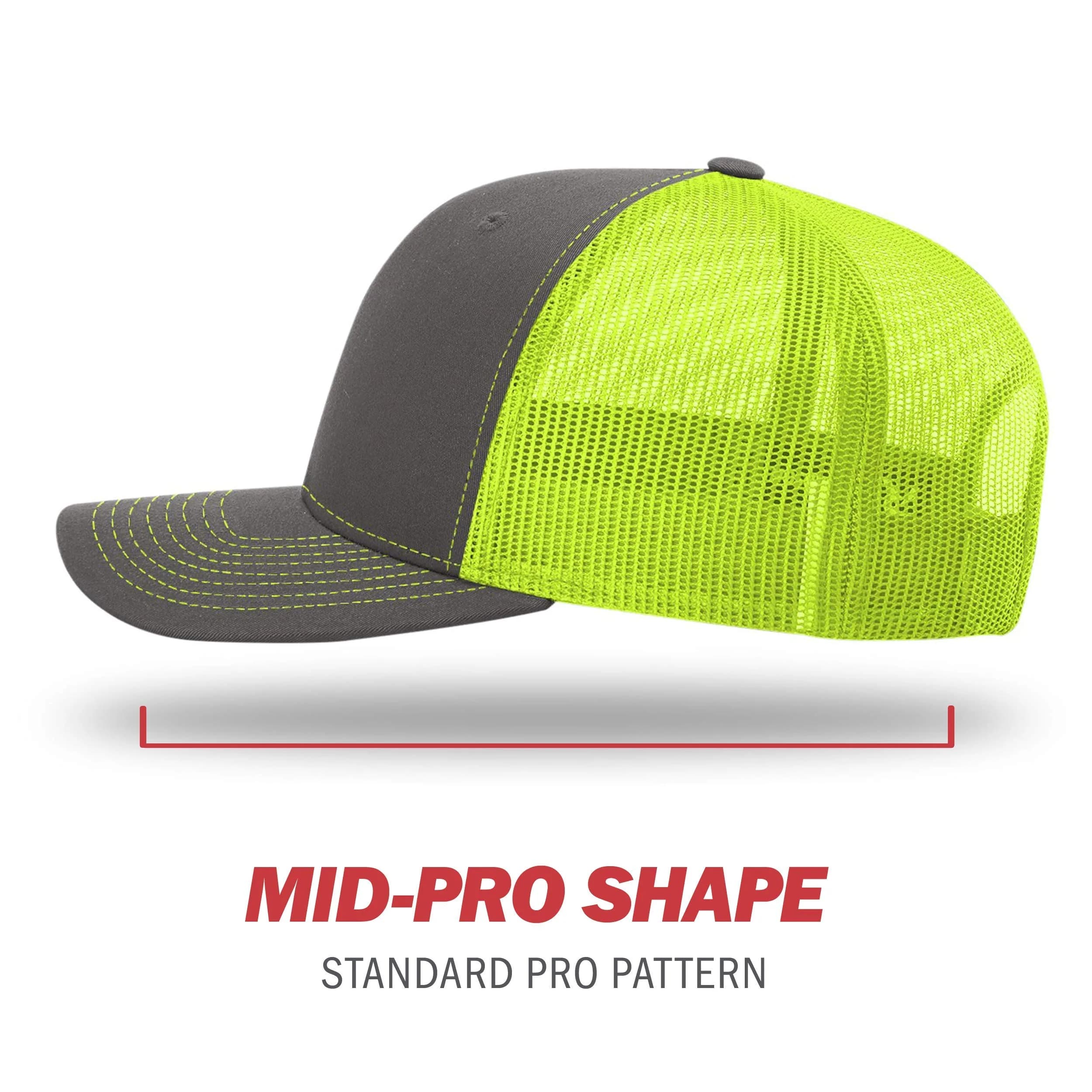 Richardson 112 Split Charcoal/Neon Yellow Trucker Baseball Cap - One Size - view 3