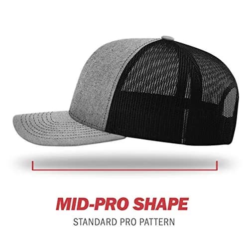 R RICHARDSON Unisex 112 Trucker Cap Heather Grey/Black | Adjustable Snapback Baseball Hat thumbnail 3