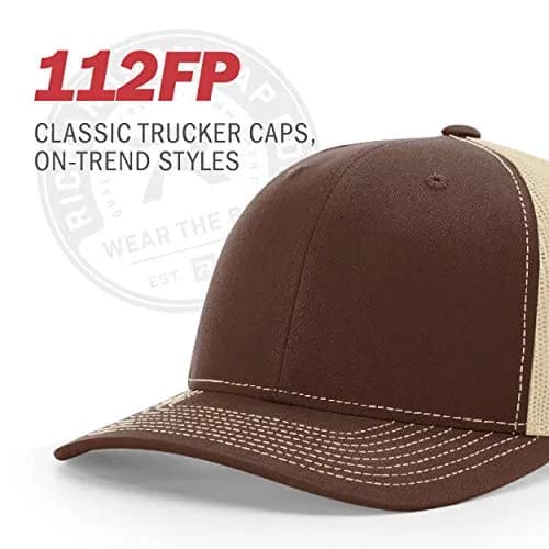 Richardson Unisex 112 Trucker Adjustable Snapback Baseball Cap Khaki/Coffee One Size thumbnail 6