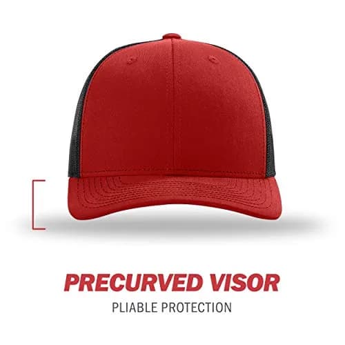 Richardson Unisex 112 Trucker Adjustable Snapback Baseball Cap, Split Red/Black, One Size Fits Most thumbnail 2