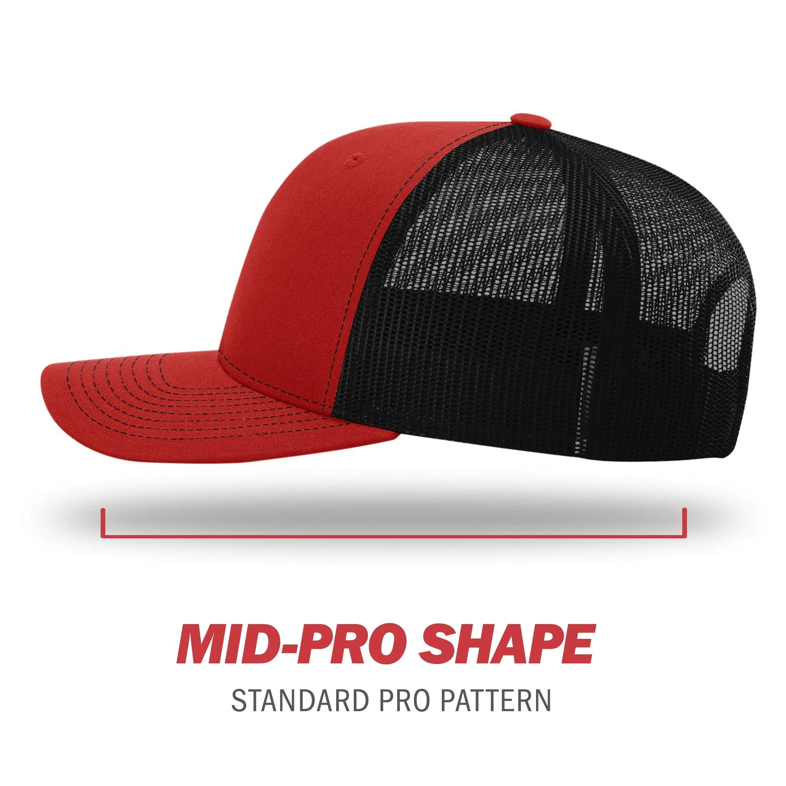 Richardson Unisex 112 Split Red/Black Trucker Baseball Cap - One Size Fits Most - view 3