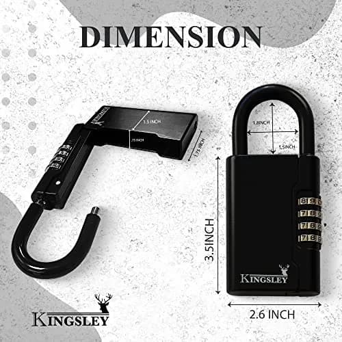 Kingsley Guard-a-Key Black Realtor's Lockbox Portable Resettable Hanging Key Safe Combination Lock Box 0.27 kg (0.59 lb) | Secure Key Storage for Real Estate thumbnail 5