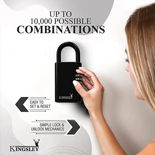 Kingsley Guard-a-Key Black Realtor's Lockbox Portable Resettable Hanging Key Safe Combination Lock Box 0.27 kg (0.59 lb) | Secure Key Storage for Real Estate thumbnail 6