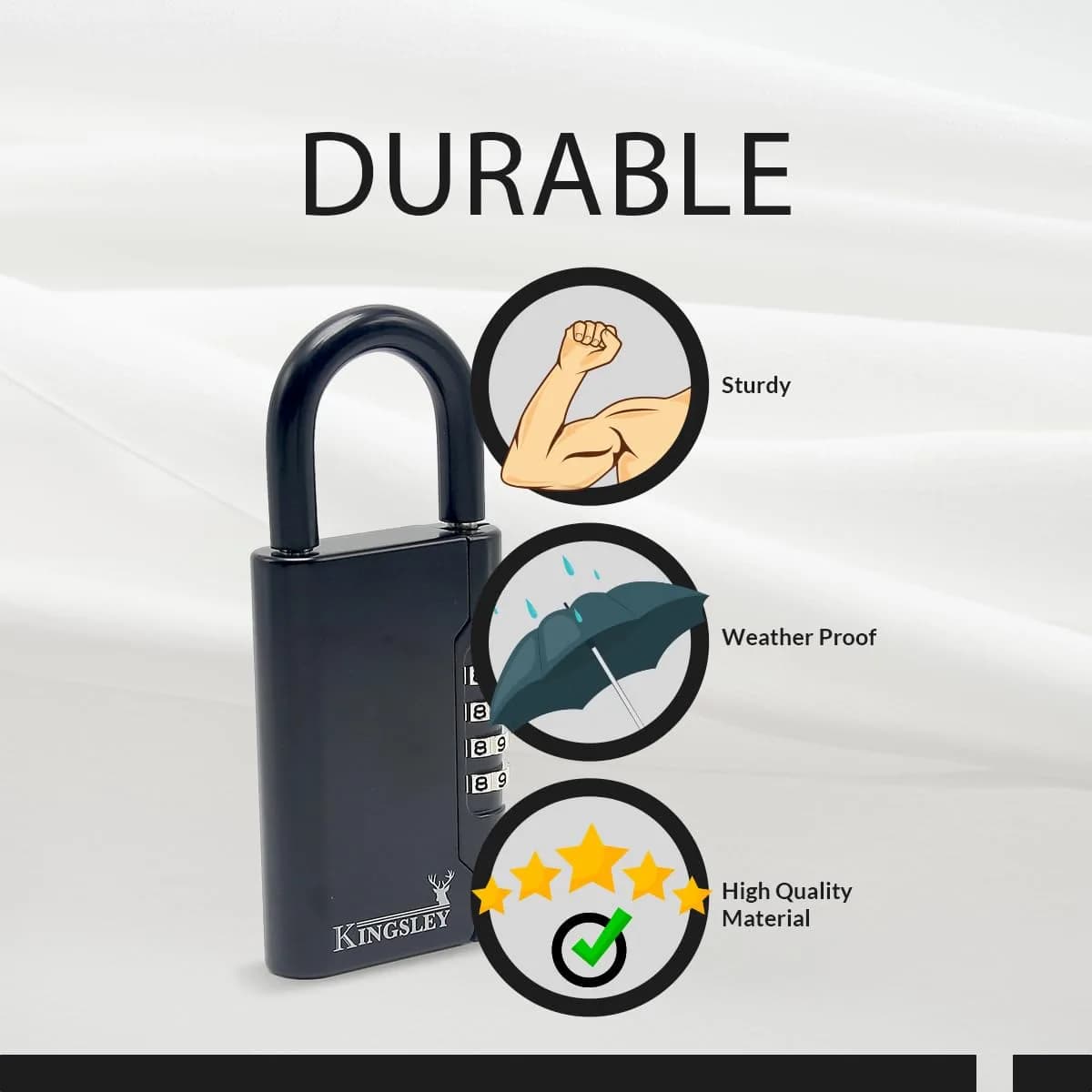 Kingsley Guard-a-Key Black Realtor's Lockbox Portable Resettable Hanging Key Safe Combination Lock Box 0.27 kg (0.59 lb) | Secure Key Storage for Real Estate - view 8
