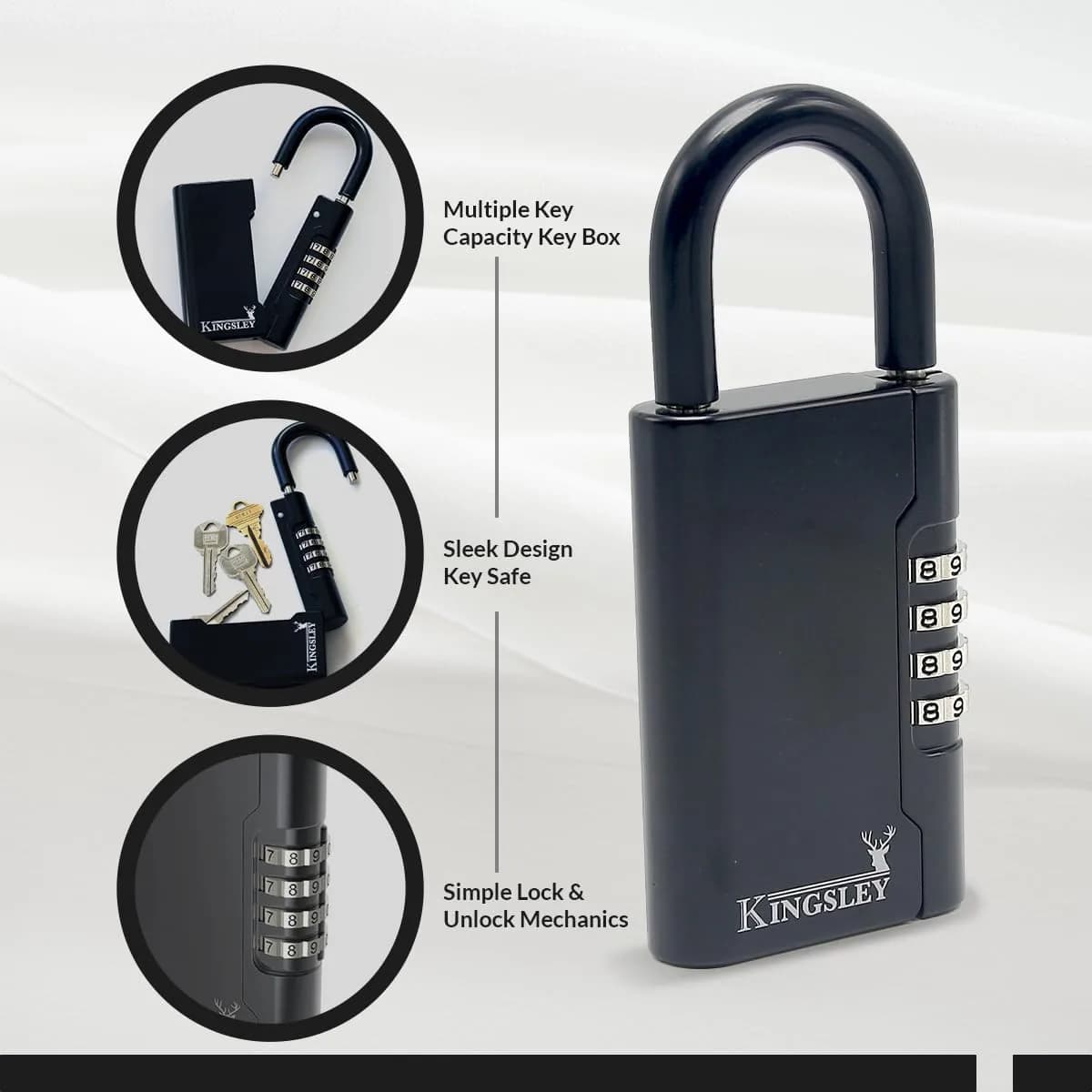 Kingsley Guard-a-Key Black Realtor's Lockbox Portable Resettable Hanging Key Safe Combination Lock Box 0.27 kg (0.59 lb) | Secure Key Storage for Real Estate - view 4