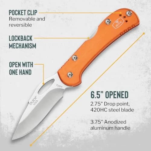 Buck Knives 726 Mini Spitfire EDC Pocket Knife, Orange, 3.75in | Slim, Durable, Made in USA thumbnail 4