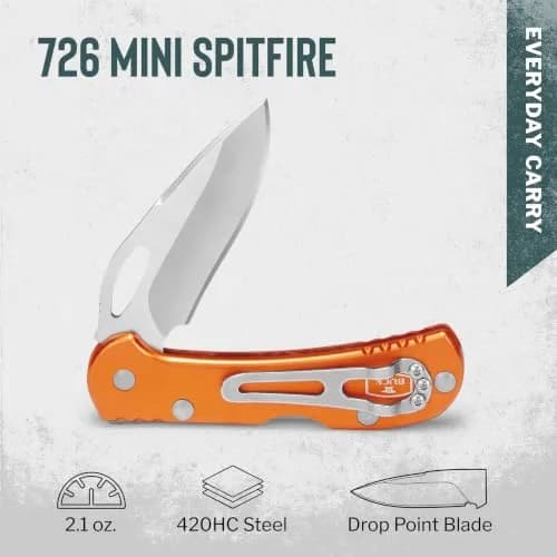 Buck Knives 726 Mini Spitfire EDC Pocket Knife, Orange, 3.75in | Slim, Durable, Made in USA thumbnail 2