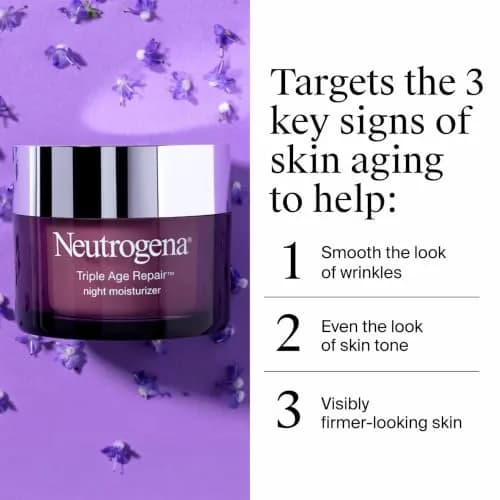 Neutrogena Triple Age Repair Night Face Moisturizer 50ml (1.7 Fl Oz) | Hexinol Technology & Vitamin C for Wrinkle Reduction thumbnail 3